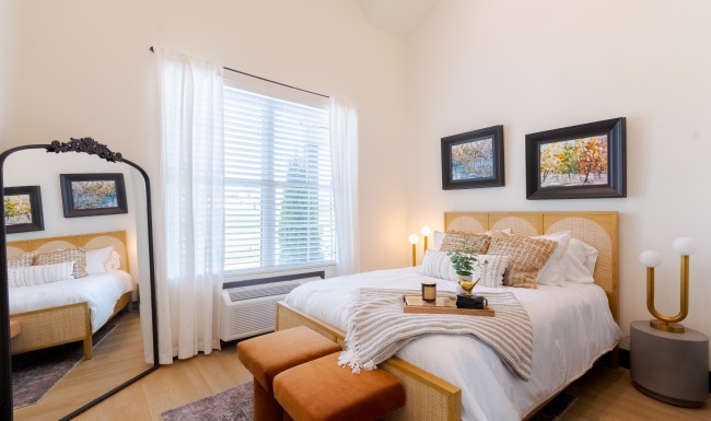 Bedroom bedroom with large windows