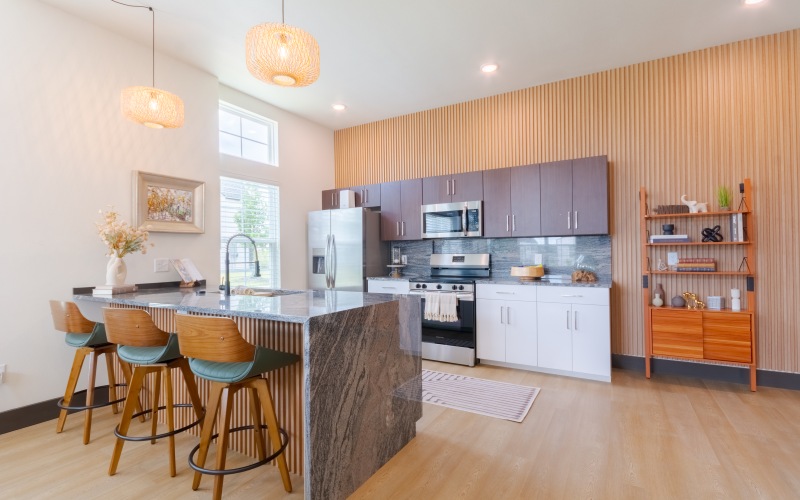 Kitchen kitchen with island dining and stainless steel appliances