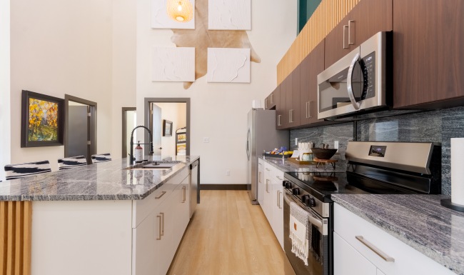 Kitchen kitchen with island and stainless steel appliances